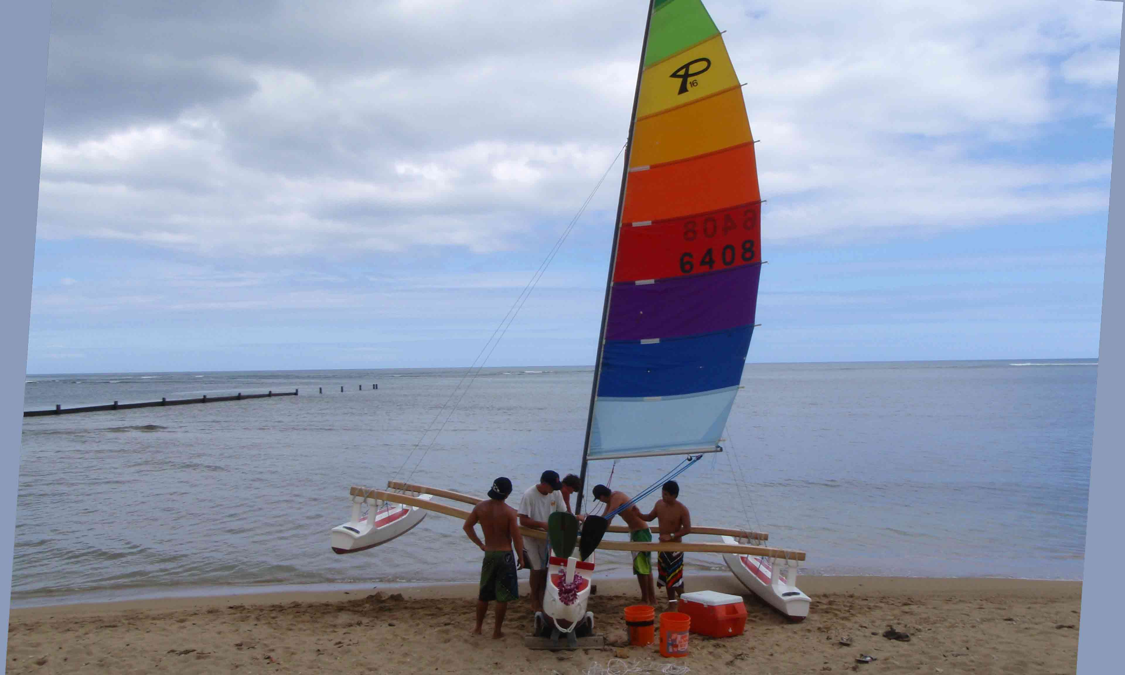 Sailing canoe Billy built while at the UH School of Engineering